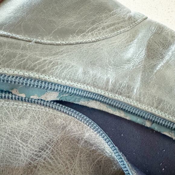 Antelope Women 39/8.5 Teal Blue Heeled Leather Boot Bootie Zip Up - Picture 8 of 10